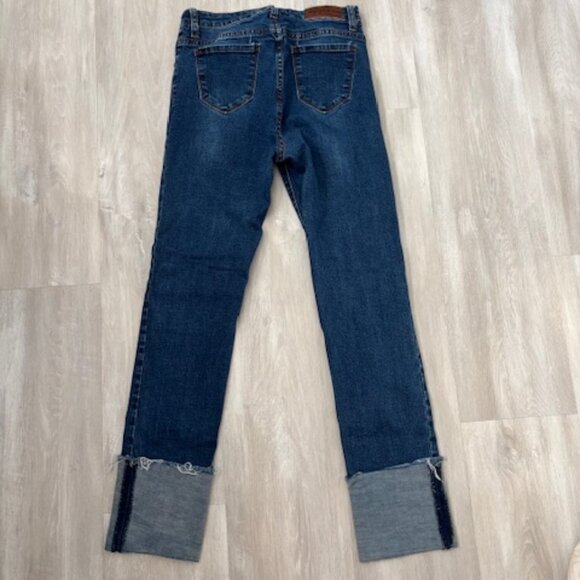 Monkey Ride Jeans - distressed cuffed straight leg jeans - size 7 - Picture 2 of 5
